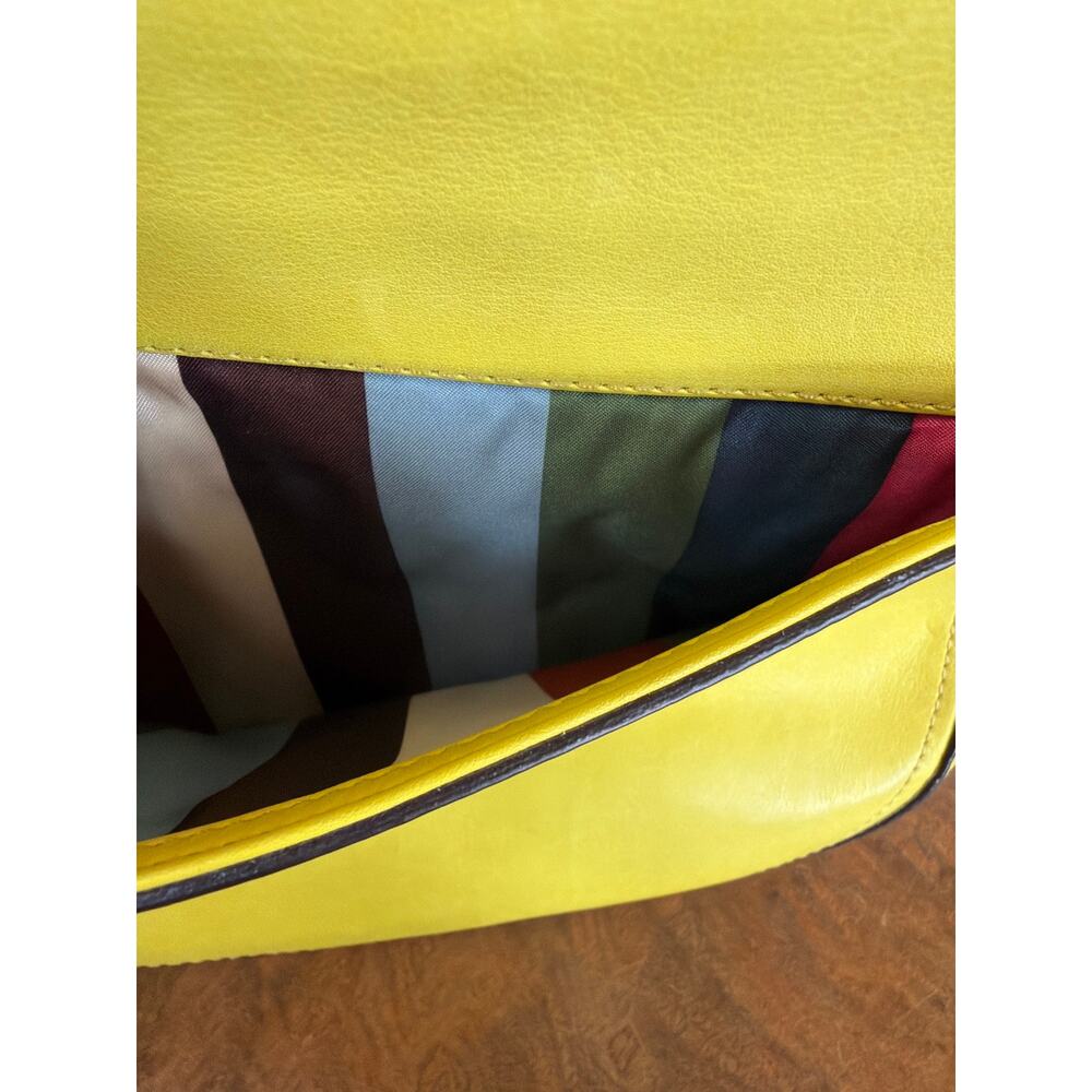 NWT Coach Yellow Leather Crossbody Bag Front Clasp Tassels Silver Hardware Purse - Picture 9 of 13